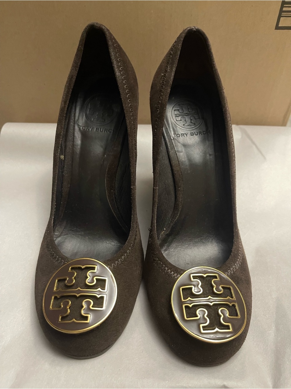 Tory Burch Women's Brown Suede Logo size 7